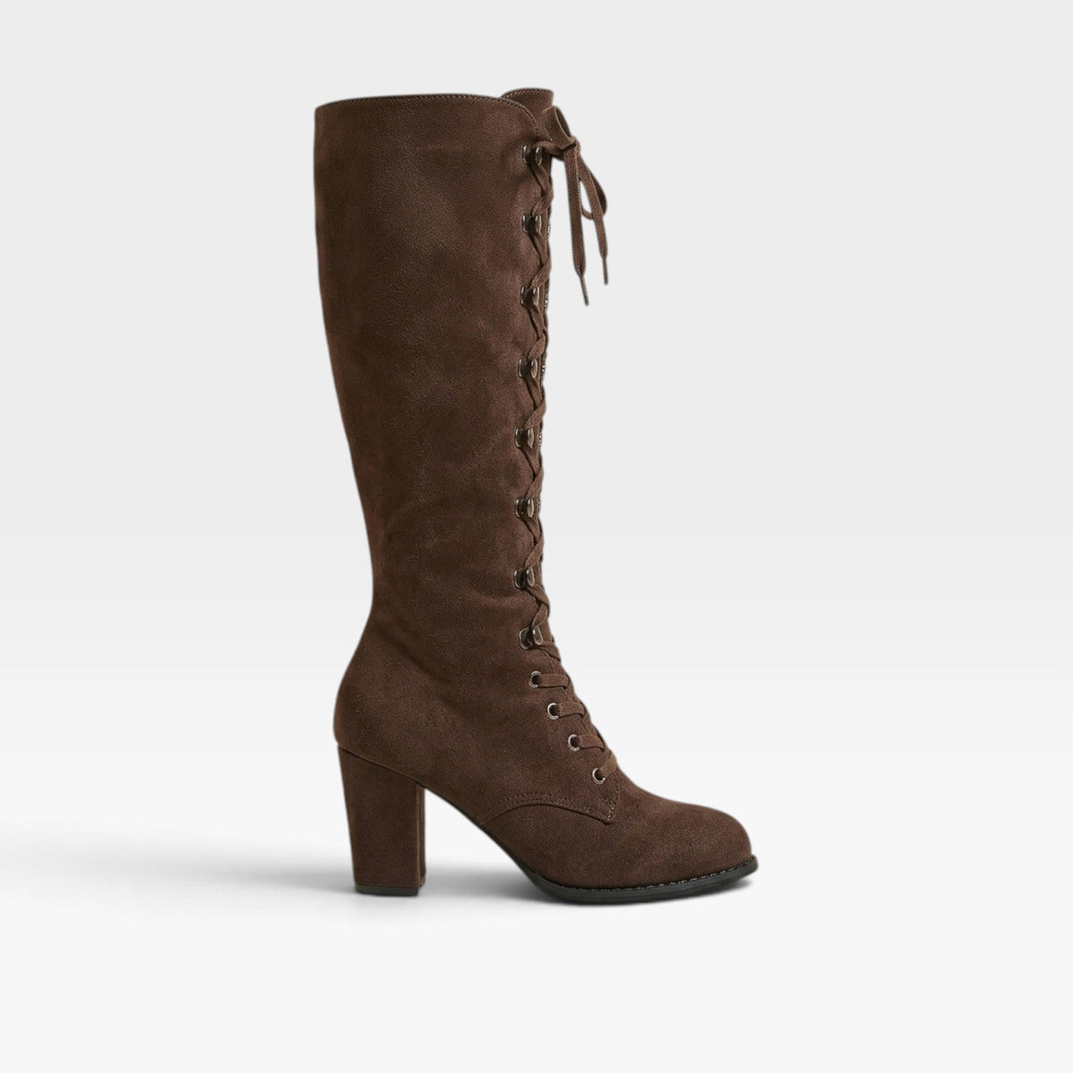 Botas de tacón cuadrado con cordones para mujer
