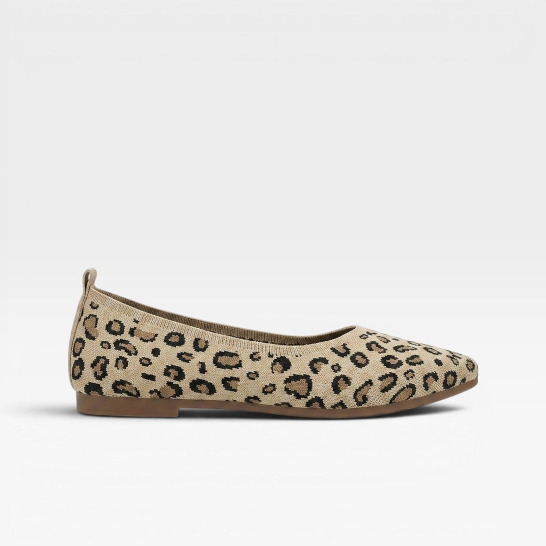 Bailarinas de Punto con Estampado de Leopardo para Mujeres – Zapatos Cómodos de Punta Afilada