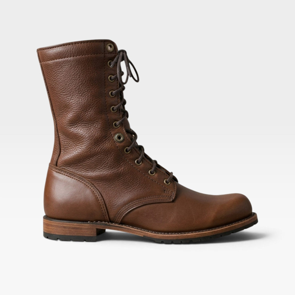Botas de combate de cuero para mujer con cordones