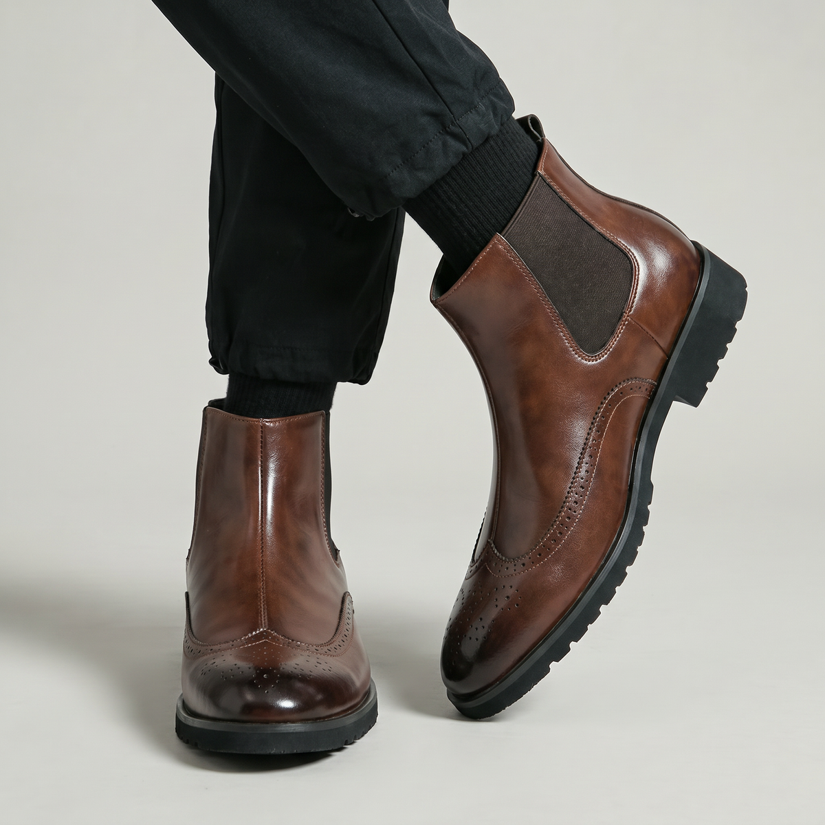 Botas Chelsea Brogue para Hombre – Botas Smart Casual con Punta de Ala