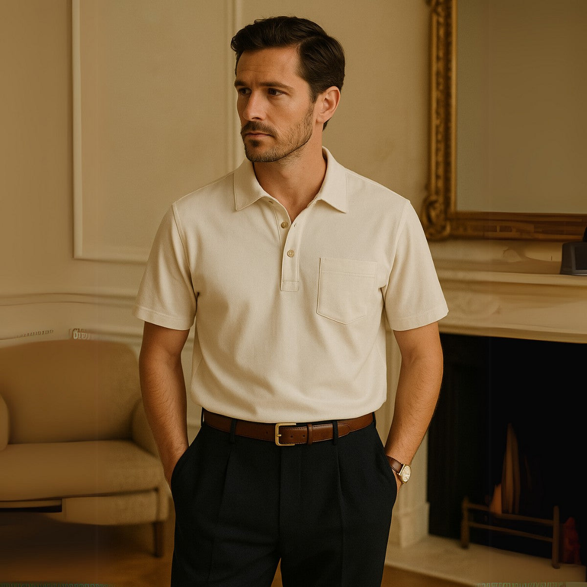 Camisa Polo Clásica con Bolsillo