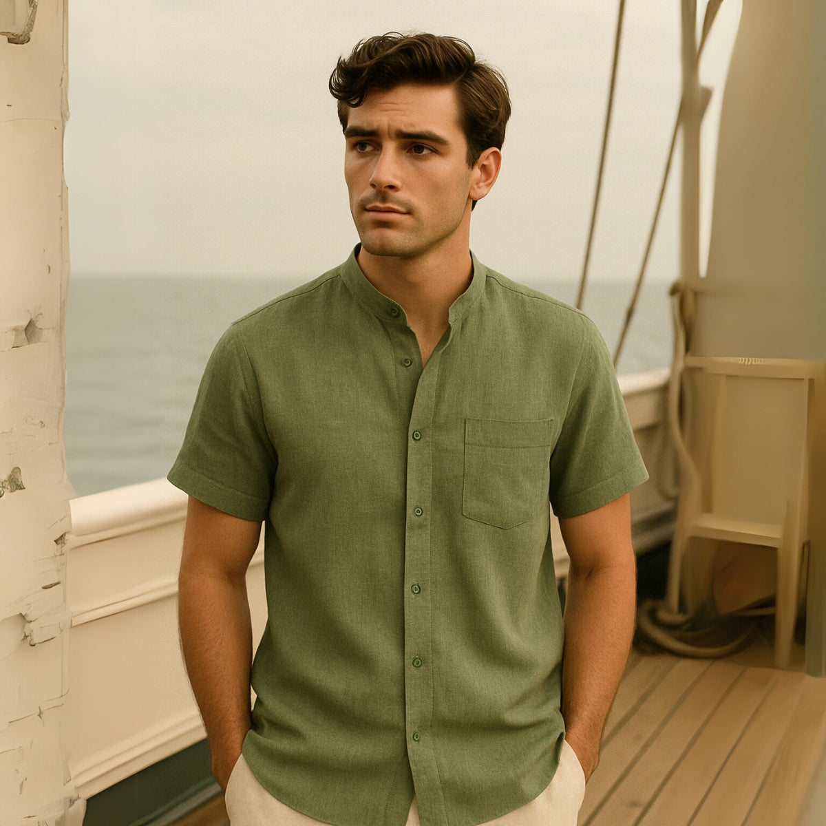 Camisa Mandarin Escape Refinado