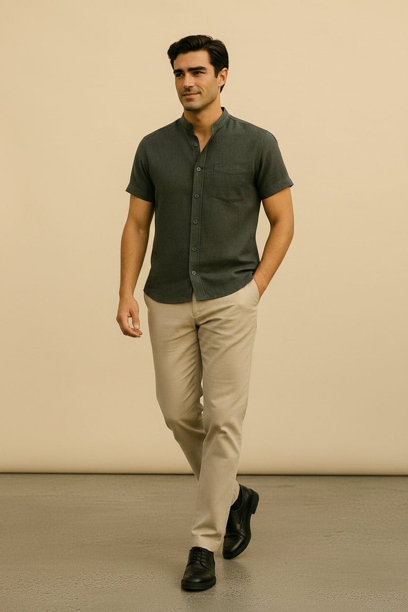 Camisa Mandarin Escape Refinado