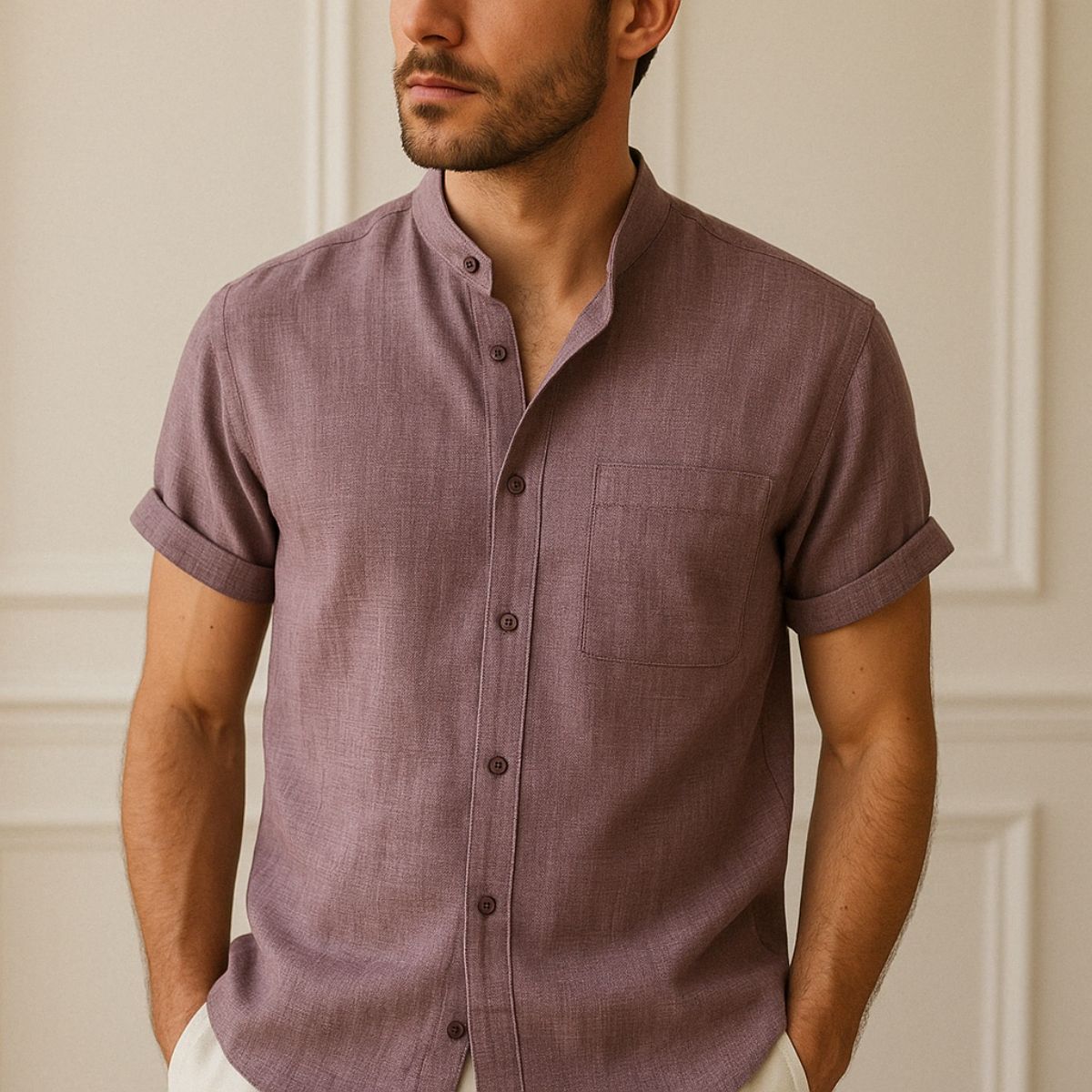 Camisa Mandarin Escape Refinado