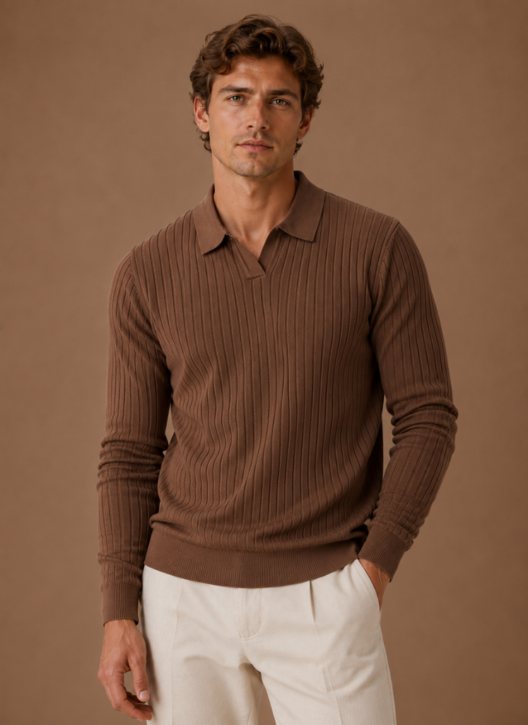 Suéter Polo de Punto Acanalado para Hombre | Areleon