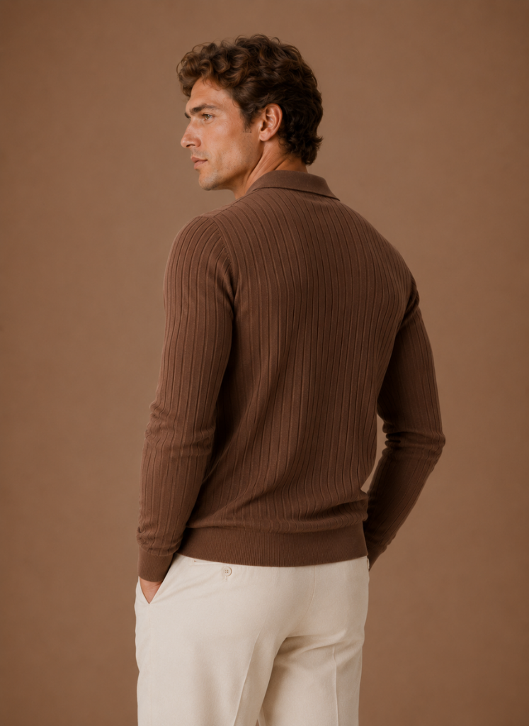 Suéter Polo de Punto Acanalado para Hombre | Areleon