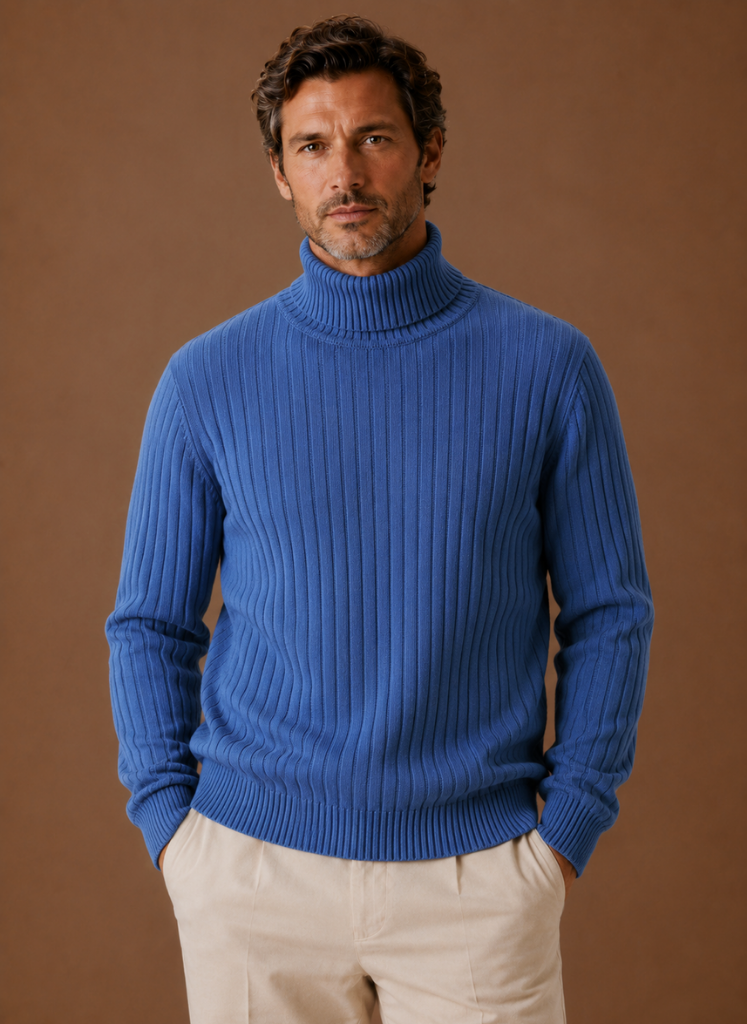 Suéter de Cuello Alto Acanalado para Hombre Suave | Areleon