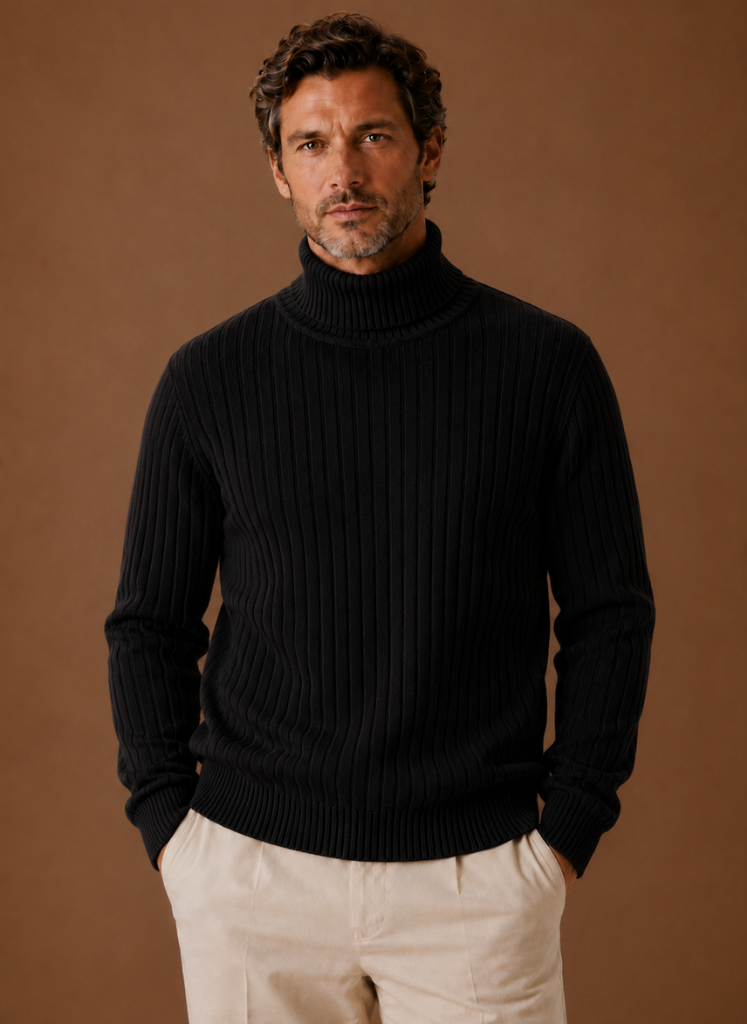 Suéter de Cuello Alto Acanalado para Hombre Suave | Areleon