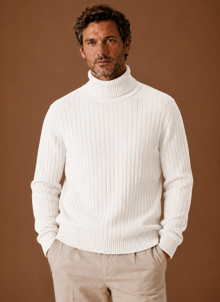Suéter de Cuello Alto Acanalado para Hombre Suave | Areleon
