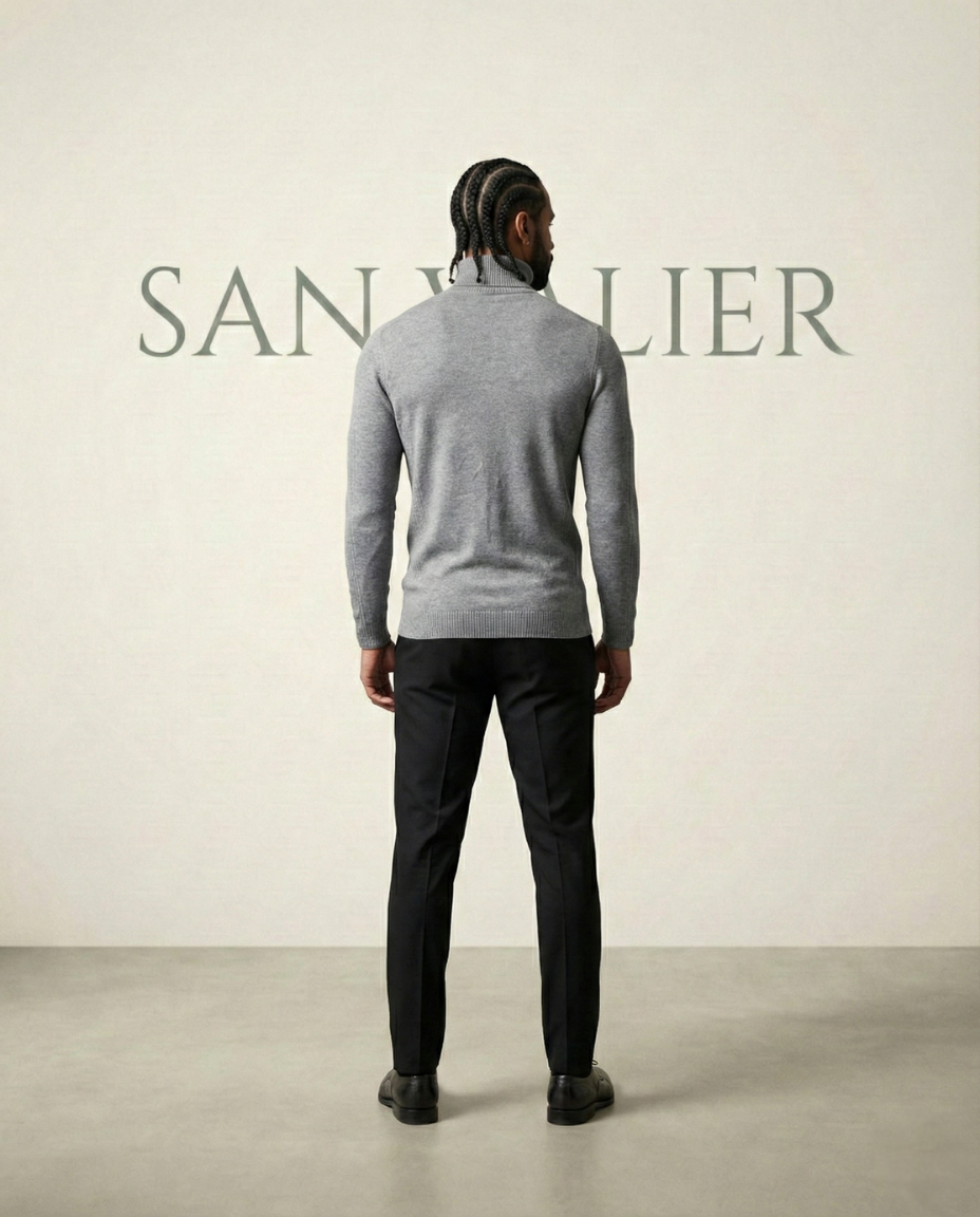 Suéter de Pullover Cuello Refinado