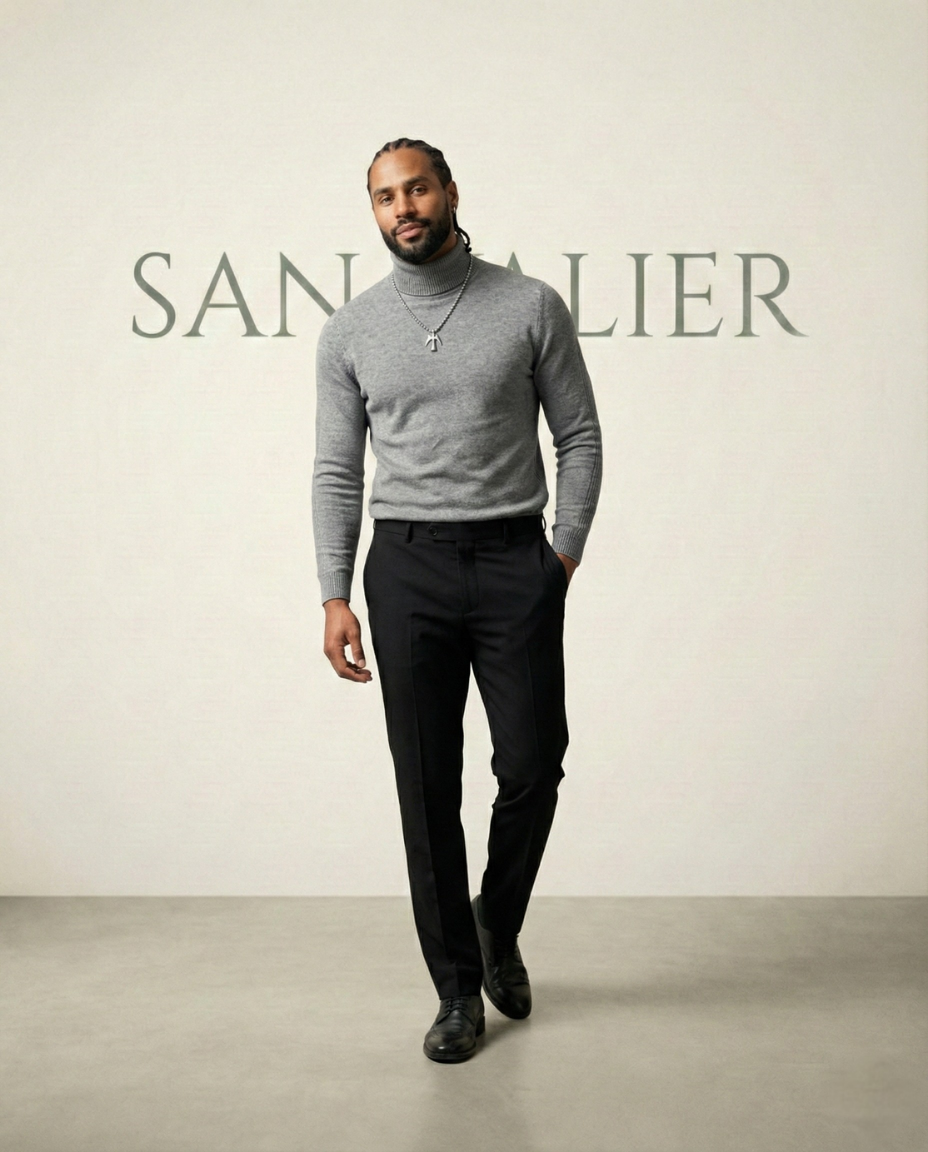 Suéter de Pullover Cuello Refinado