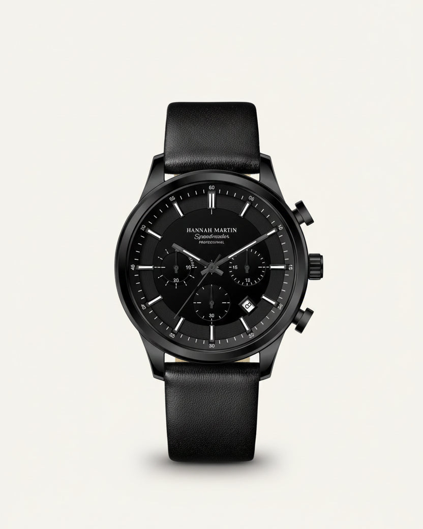 Reloj de Cuero Negro para Hombre - Luxemiro