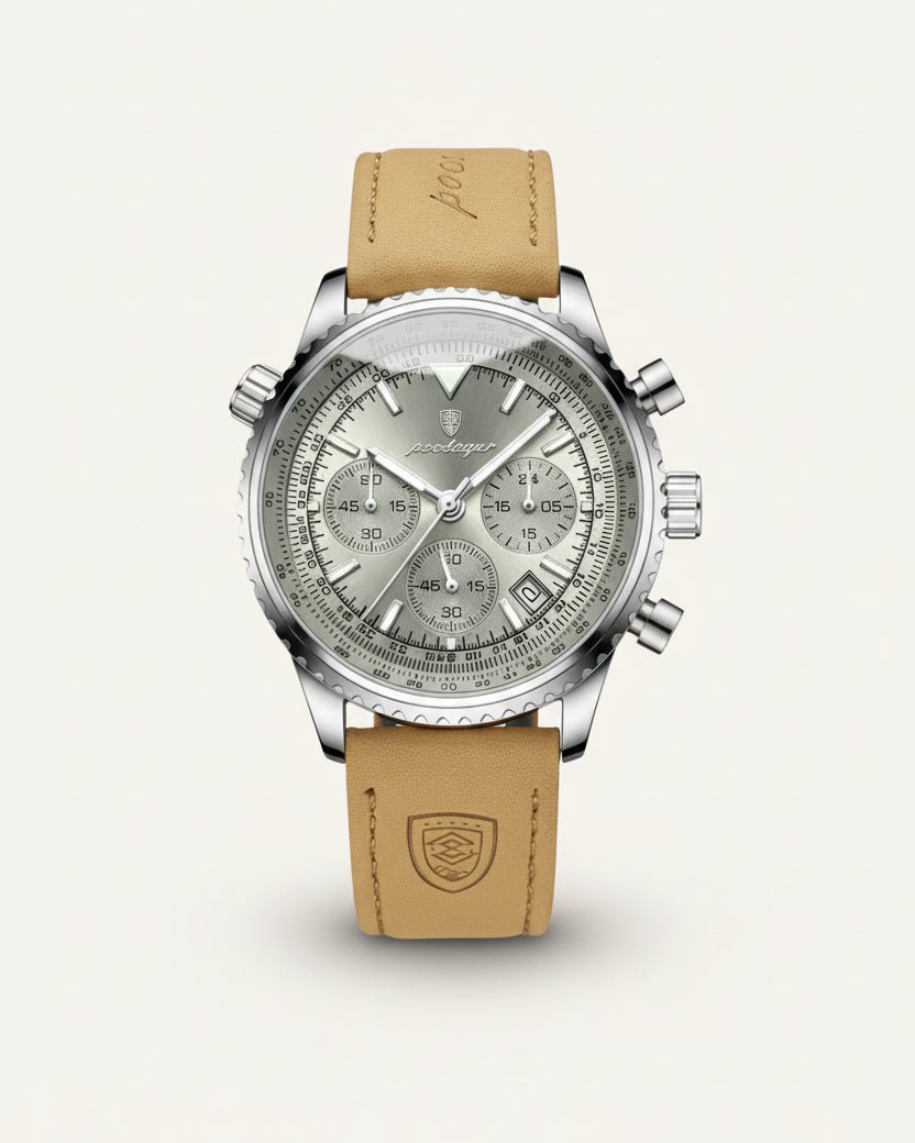 Reloj de cuero cronógrafo para hombre - Bellatour