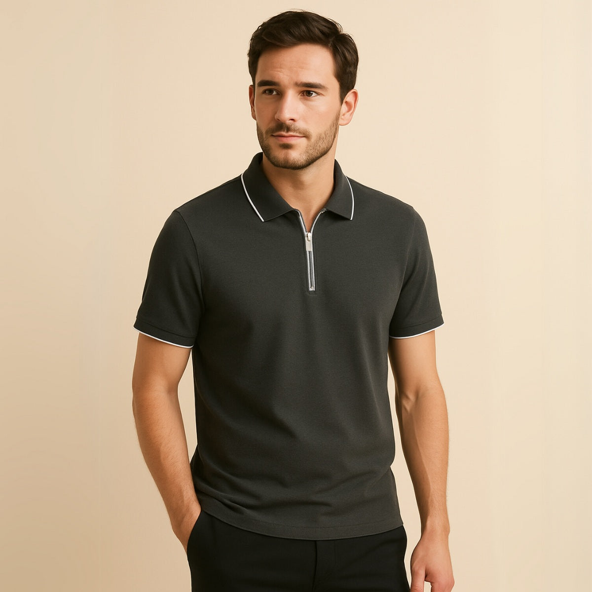 Camisa Polo con Cierre Signature