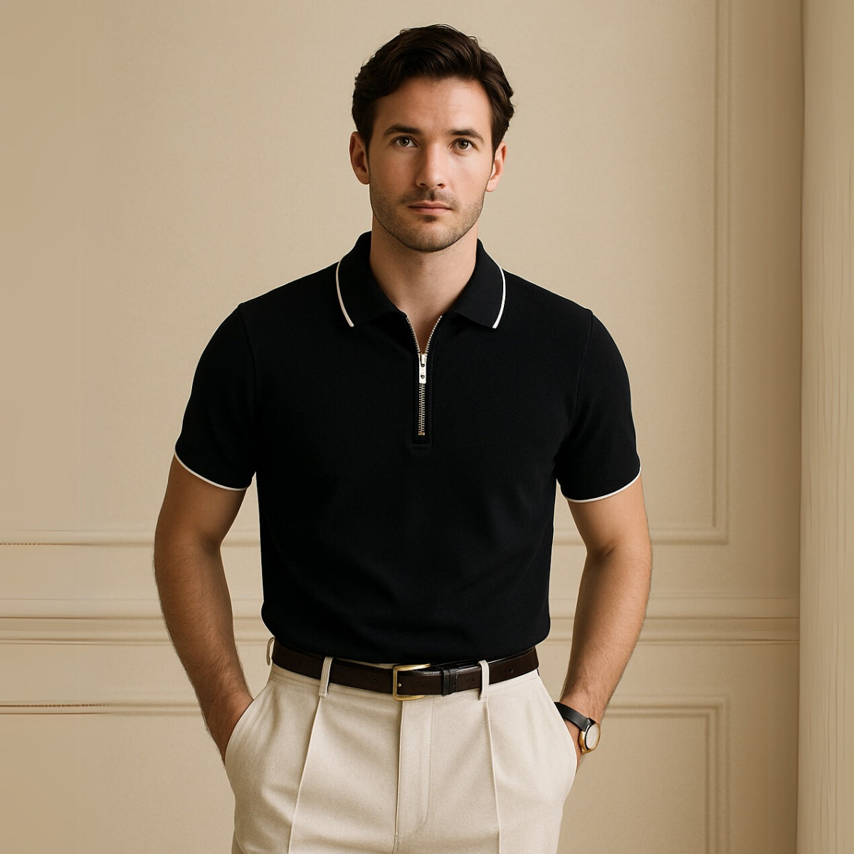 Camisa Polo con Cierre Signature