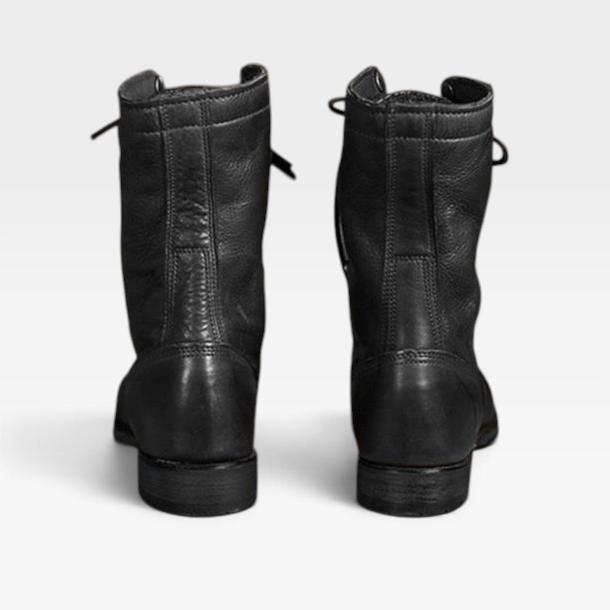 Botas de combate de cuero para mujer con cordones