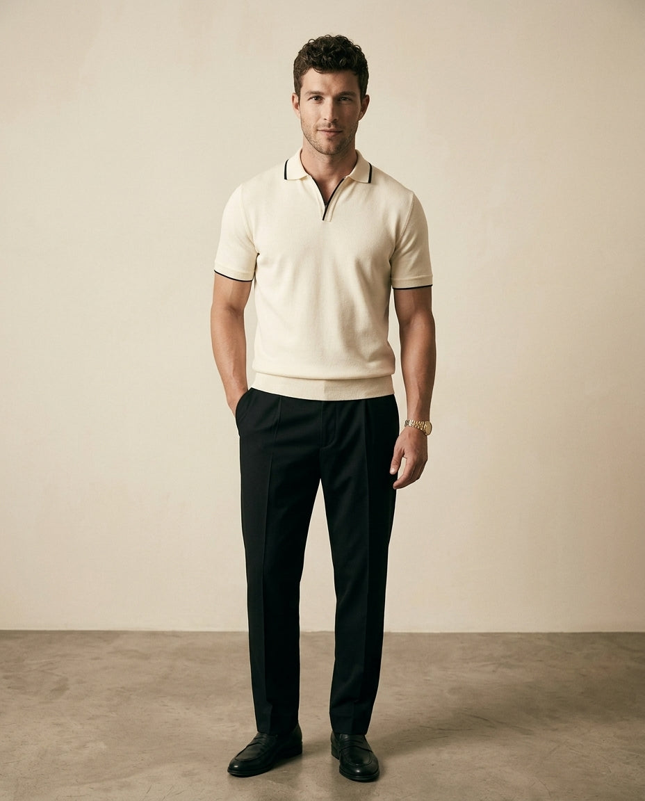 Polo de Punto con Cuello Abierto