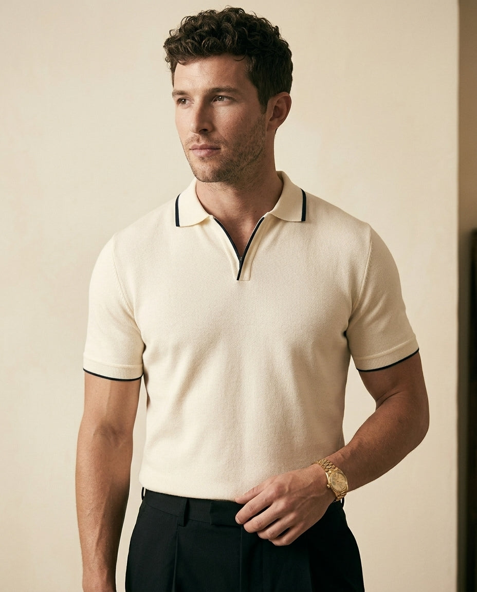 Polo de Punto con Cuello Abierto