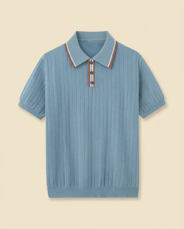 Polo de Punto en Espiga con Cuello Abierto