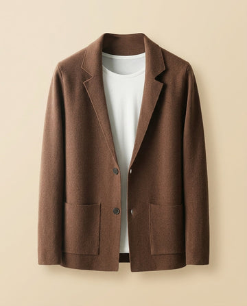 Blazer Casual de Mezcla de Lana Camel