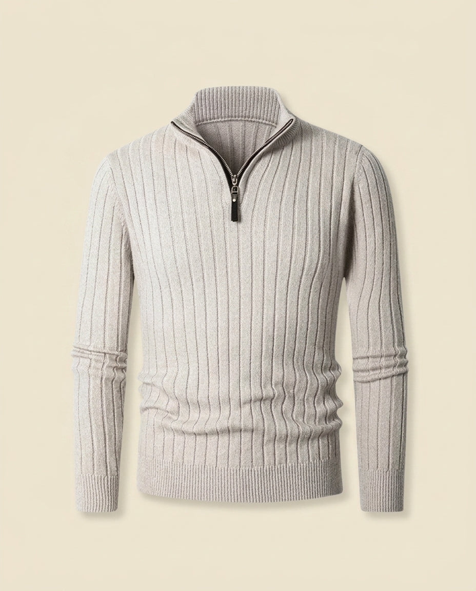 Suéter de Cuello Alto Acanalado Crema
