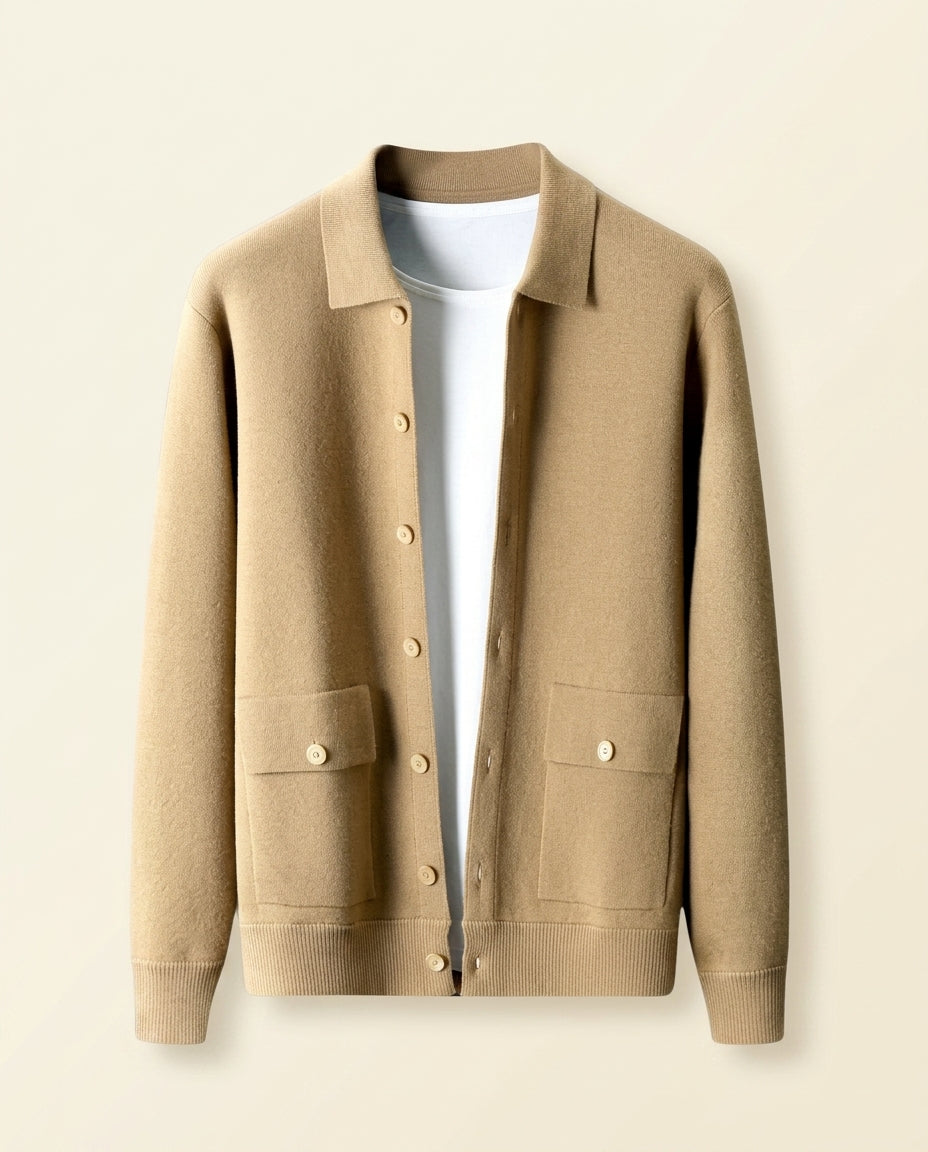Chaqueta de Camisa de Punto Camel