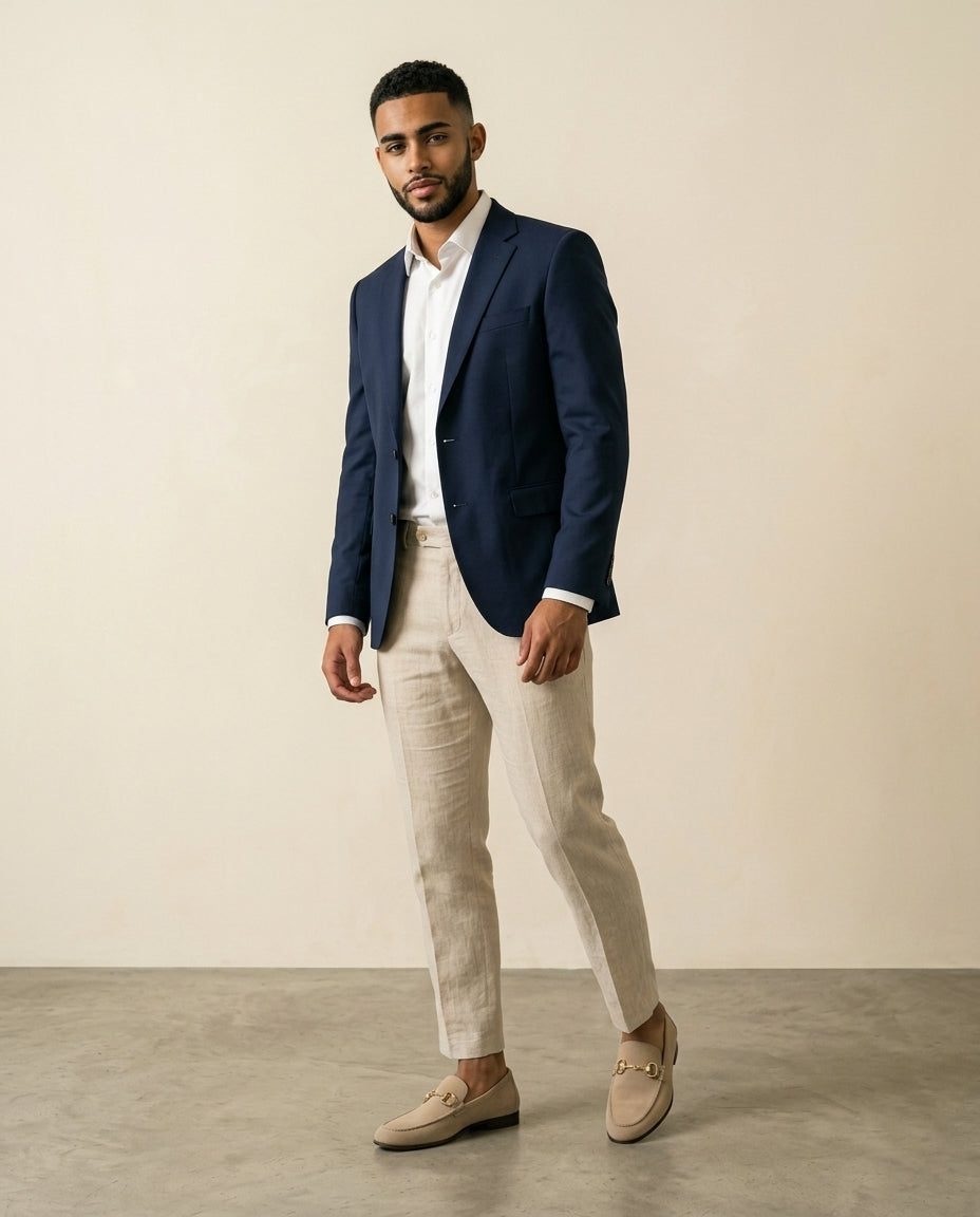 Mocasín de Gamuza con Hebilla Beige