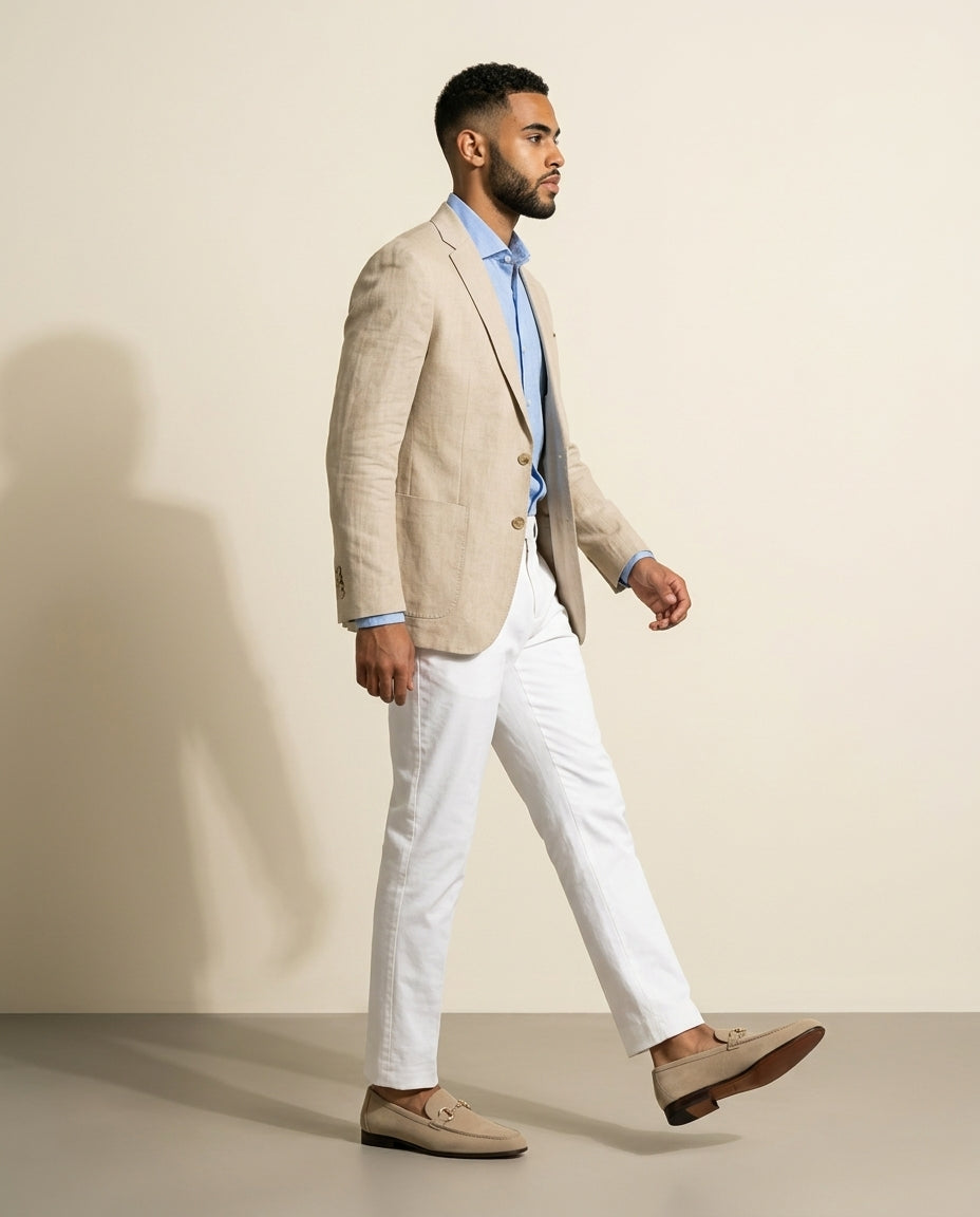 Mocasín de Gamuza con Hebilla Beige