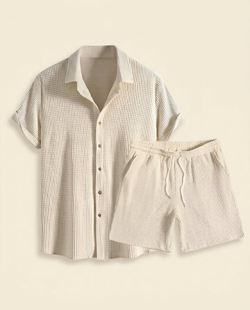 Conjunto de Camisa y Pantalones Cortos de Textura Waffle