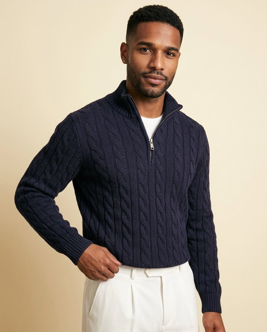 Conjunto de Jersey de Punto y Chino Blanco Marino