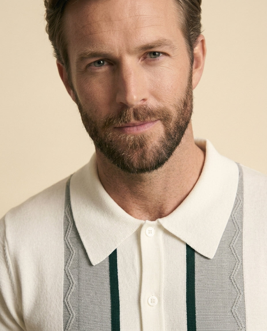 Polo de Rayas Argyle Blanco Multi
