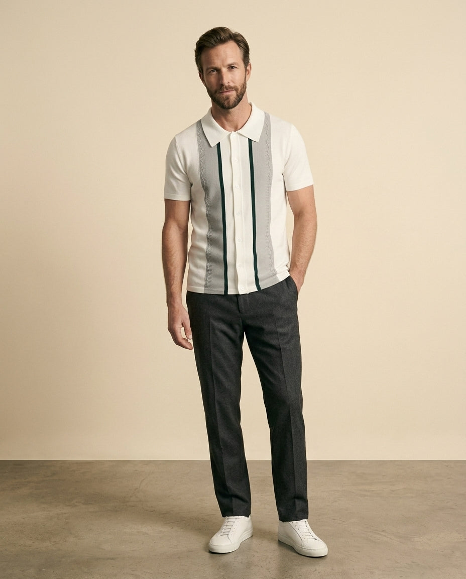 Polo de Rayas Argyle Blanco Multi