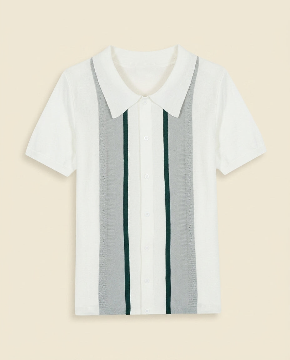 Polo de Rayas Argyle Blanco Multi