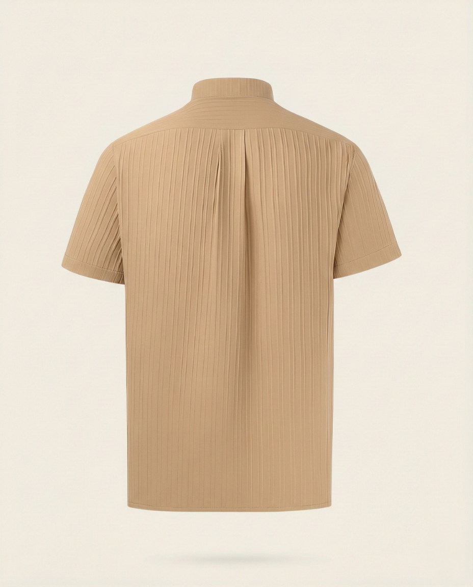 Camisa de Cuello Mao con Estructura Suave