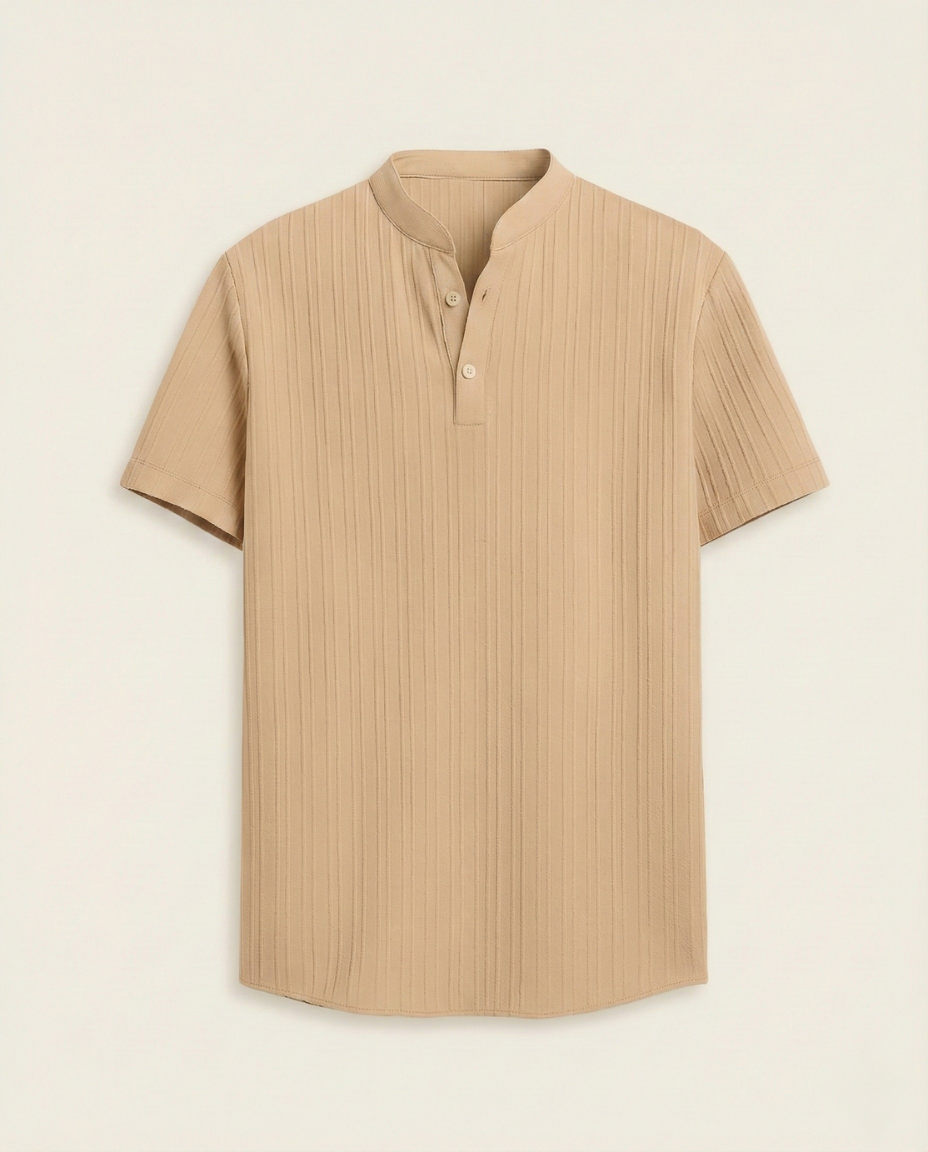 Camisa de Cuello Mao con Estructura Suave