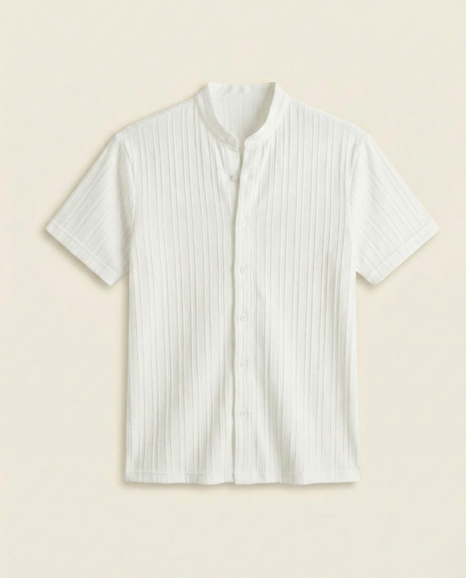 Camisa de Cuello Mao con Estructura Suave