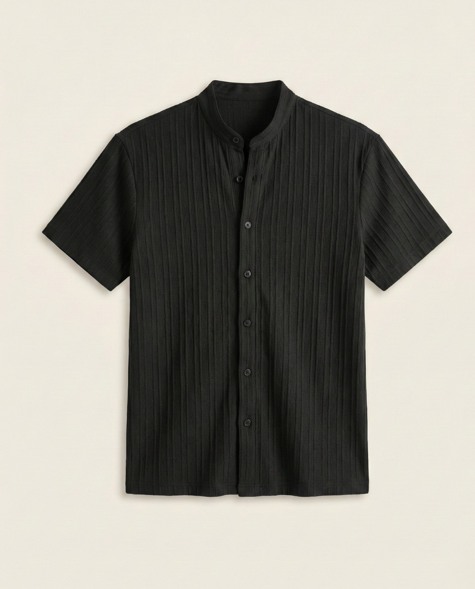 Camisa de Cuello Mao con Estructura Suave