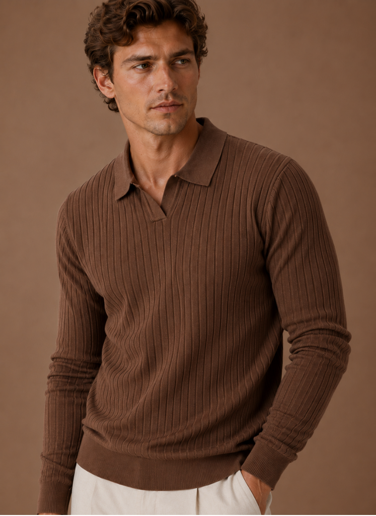 Suéter Polo de Punto Acanalado para Hombre | Areleon