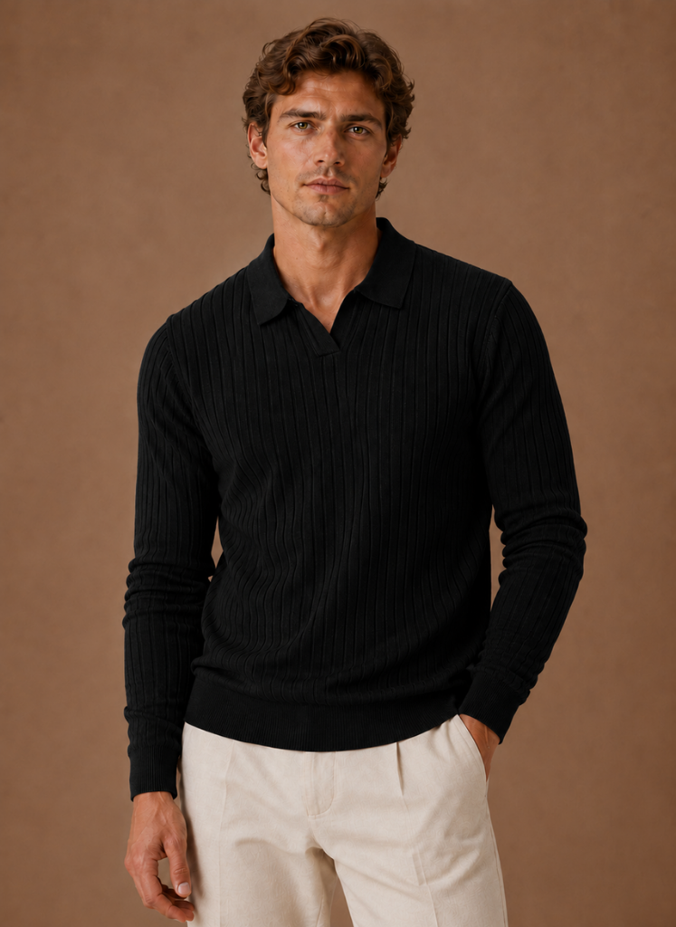 Suéter Polo de Punto Acanalado para Hombre | Areleon