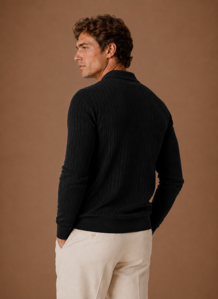 Suéter Polo de Punto Acanalado para Hombre | Areleon
