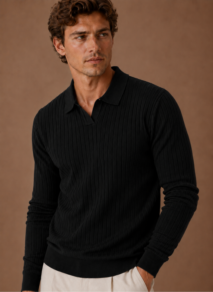 Suéter Polo de Punto Acanalado para Hombre | Areleon