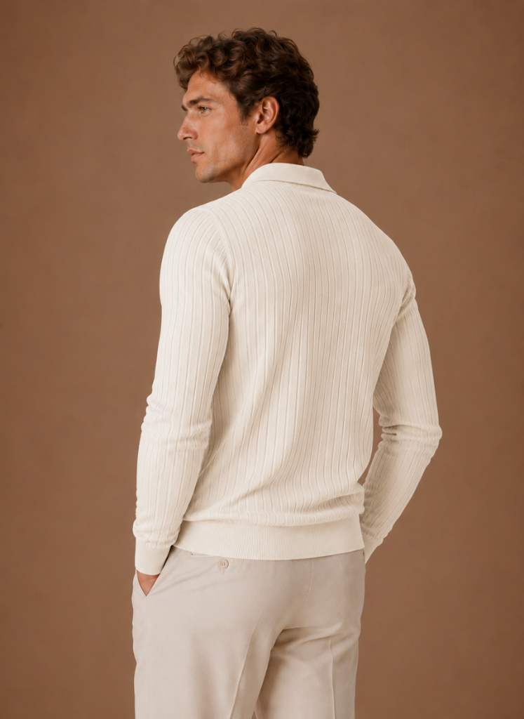 Suéter Polo de Punto Acanalado para Hombre | Areleon