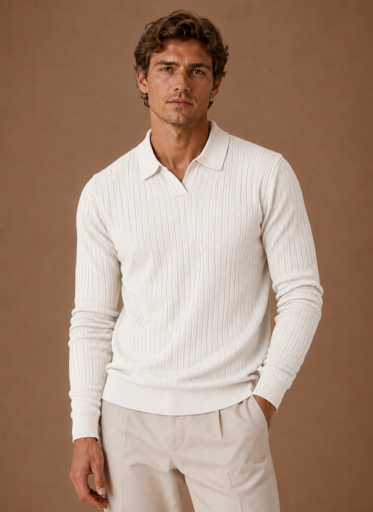 Suéter Polo de Punto Acanalado para Hombre | Areleon