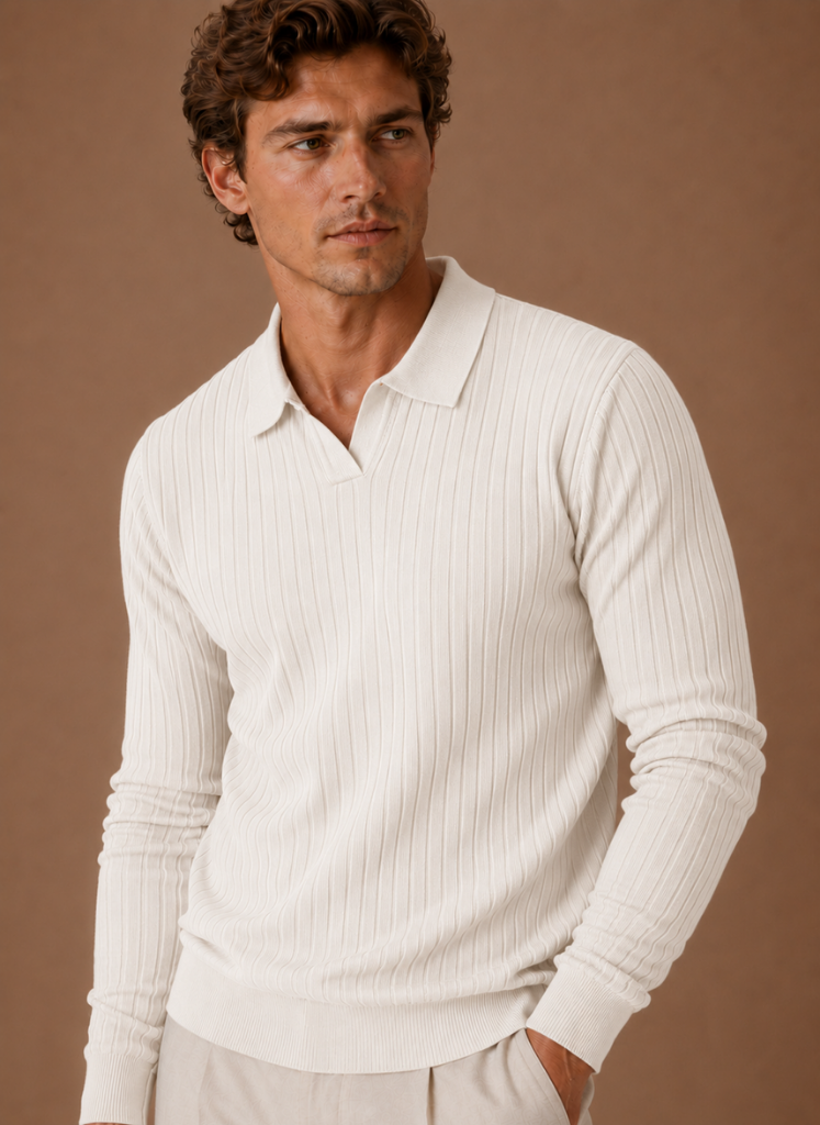 Suéter Polo de Punto Acanalado para Hombre | Areleon