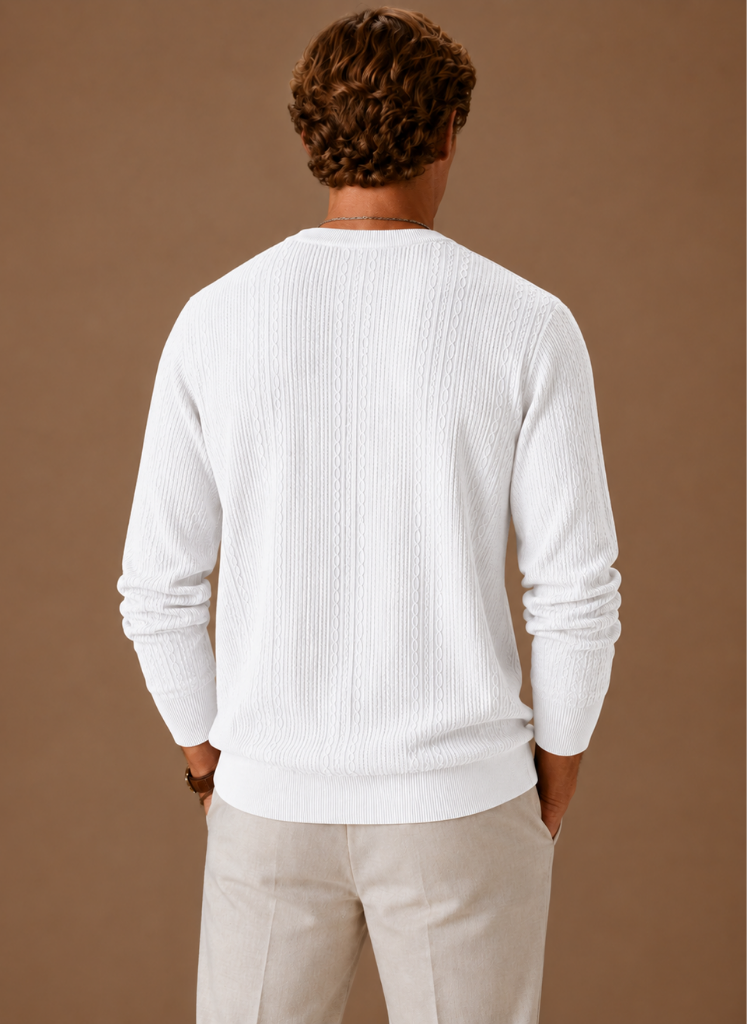 Suéter de Punto Cable para Hombre – Pulóver Texturizado de Cuello Redondo | Areleon