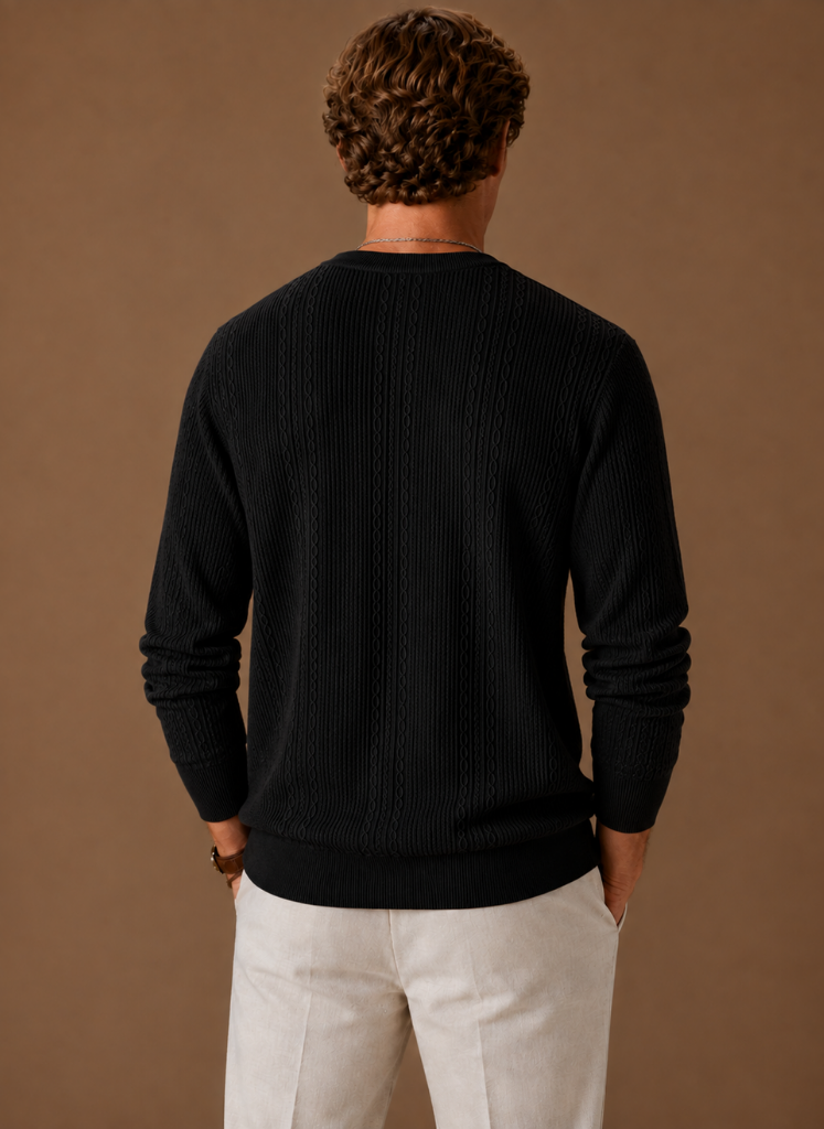 Suéter de Punto Cable para Hombre – Pulóver Texturizado de Cuello Redondo | Areleon