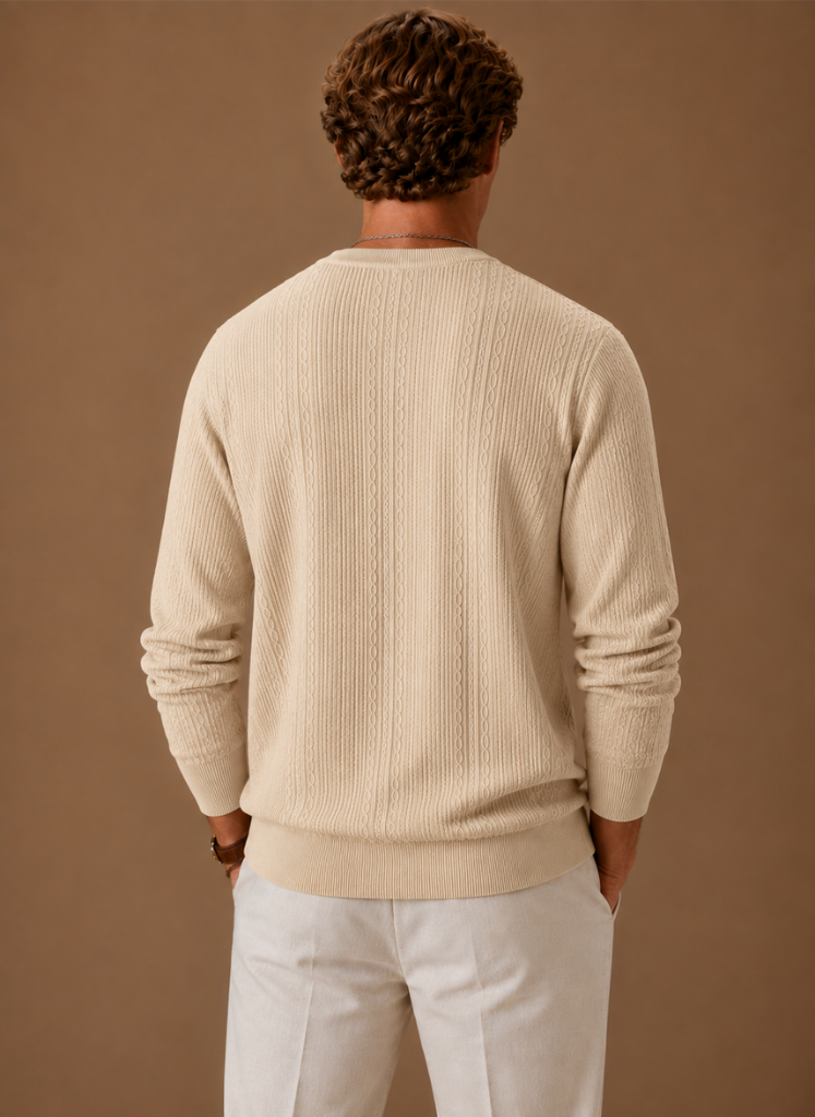 Suéter de Punto Cable para Hombre – Pulóver Texturizado de Cuello Redondo | Areleon