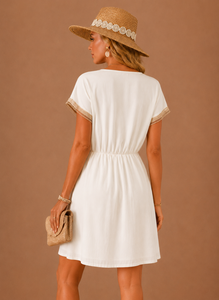 Vestido Mini con Detalles de Croché para Mujeres – Boho Verano Vacacional | Areleon