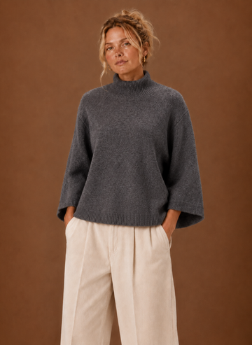 Suéter de Punto Grueso para Mujeres - Cuello Alto Oversized | Areleon