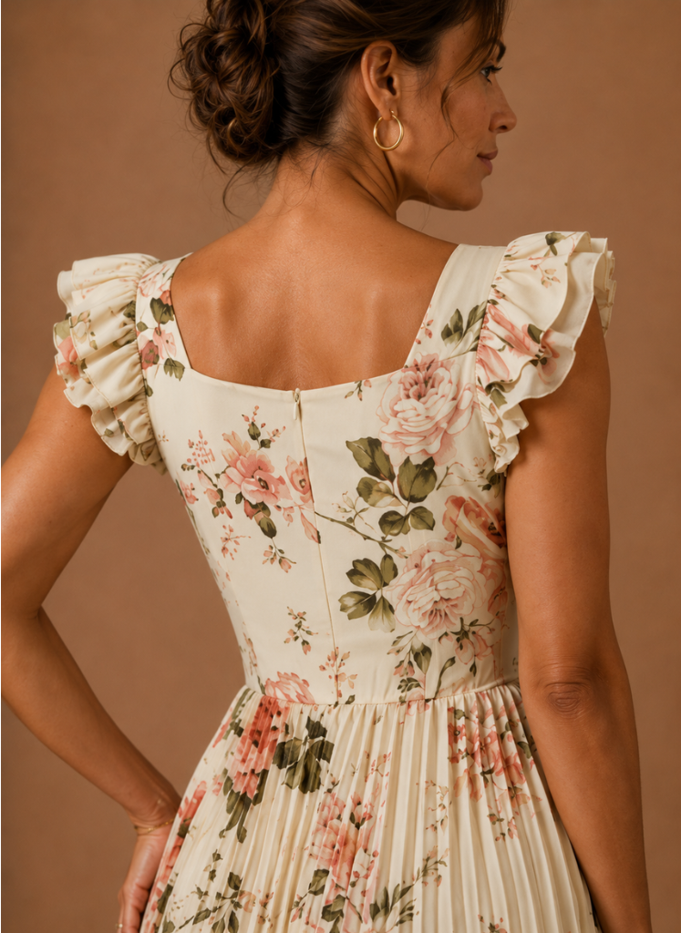 Vestido Maxi Plisado Floral para Mujeres – Invitada Elegante a Bodas | Areleon